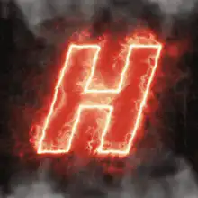 Flaming letter H