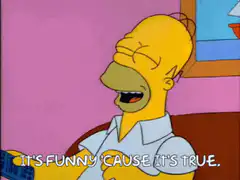 Homer Simpson laughing then looking sad