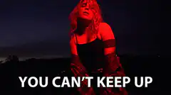 Woman in red light you can't keep up