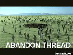 Crowd running into a pit