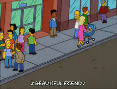 Homer Simpson joins a line