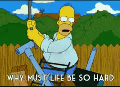 Homer Simpson struggling with furniture