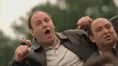Tony Soprano cheering excitedly