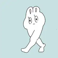white blob character walking