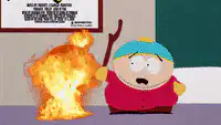 South Park kids watch burning man