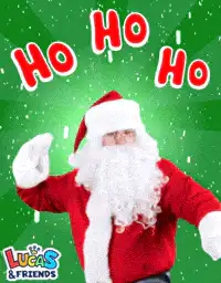 Santa Claus dancing with Ho Ho Ho text