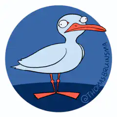 Cartoon bird falls over