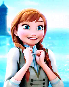 Anna excitedly clenching fists