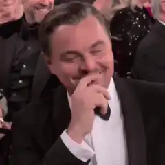 Leonardo DiCaprio laughing at the Oscars