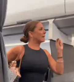 Woman yelling on airplane