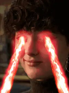 boy with fire shooting from eyes