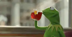 Kermit the Frog drinking tea