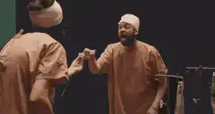 Doctor eats a pill
