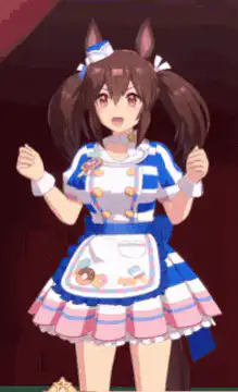 Anime maid girl dancing excitedly