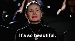 Crying woman says it's so beautiful