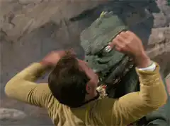 Kirk punches Gorn in the face