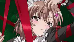 Anime girl tied with red ribbons