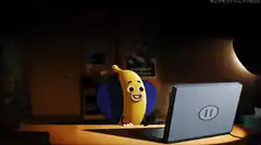 Banana and Darwin watching a paused video