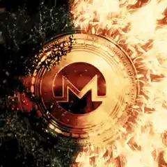 Monero coin on fire