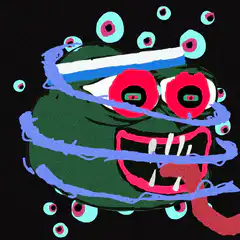 Green blob with red eyes and tongue