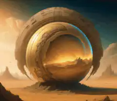 Giant metallic sphere on alien planet
