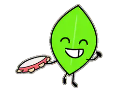 Leaf character playing tambourine