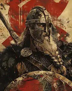 Viking warrior with axe and shield
