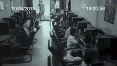 CCTV footage of internet cafe with Thai text