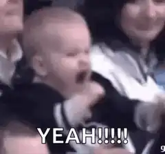 Baby cheering yeah