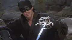 Zorro holding his sword