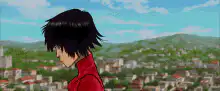 Motoko Kusanagi looking at sniper rifle