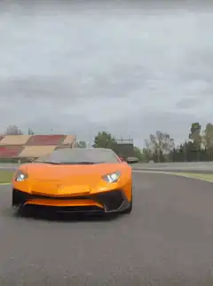 Orange Lamborghini on race track