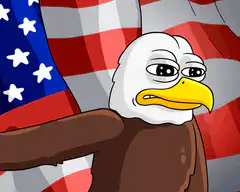 Sad Eagle Salutes American Flag