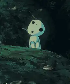 Ghibli spirit sitting in forest