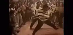 Two men breakdancing in a circle