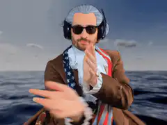 George Washington dancing in a boat