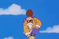 Master Roshi balancing on a rock