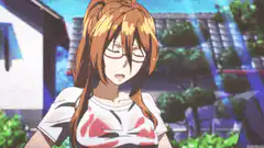 anime girl with blood on shirt