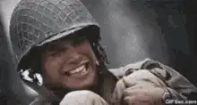 Soldier laughing hysterically