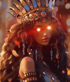 Woman with glowing eyes and lightning