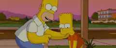 Homer pinches Bart's cheek