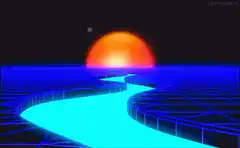 retro synthwave sunset landscape