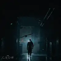 The Crow walking in dark hallway
