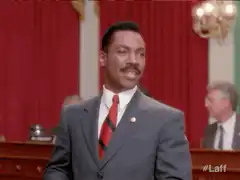Eddie Murphy celebrating in court