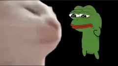 Pepe the Frog gets kissed by a cat