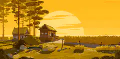 pixel art sunset landscape