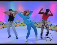 Three dancers doing the YMCA dance