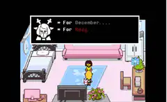 Undyne gives a gift in the living room