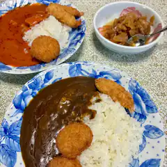Japanese curry rice with croquettes