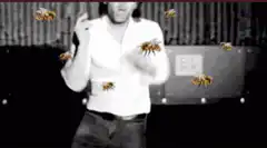 Man dancing with bees